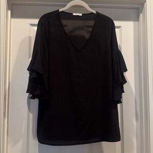 Pleione Black Crepe Blouse